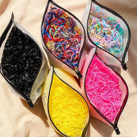 500Pcs/Set Girls Colourful Elastic Disposable Soft Rubber Band Hair Tie Headband Children Ponytail Holder Bands Kids Accessories Beauty Fashion