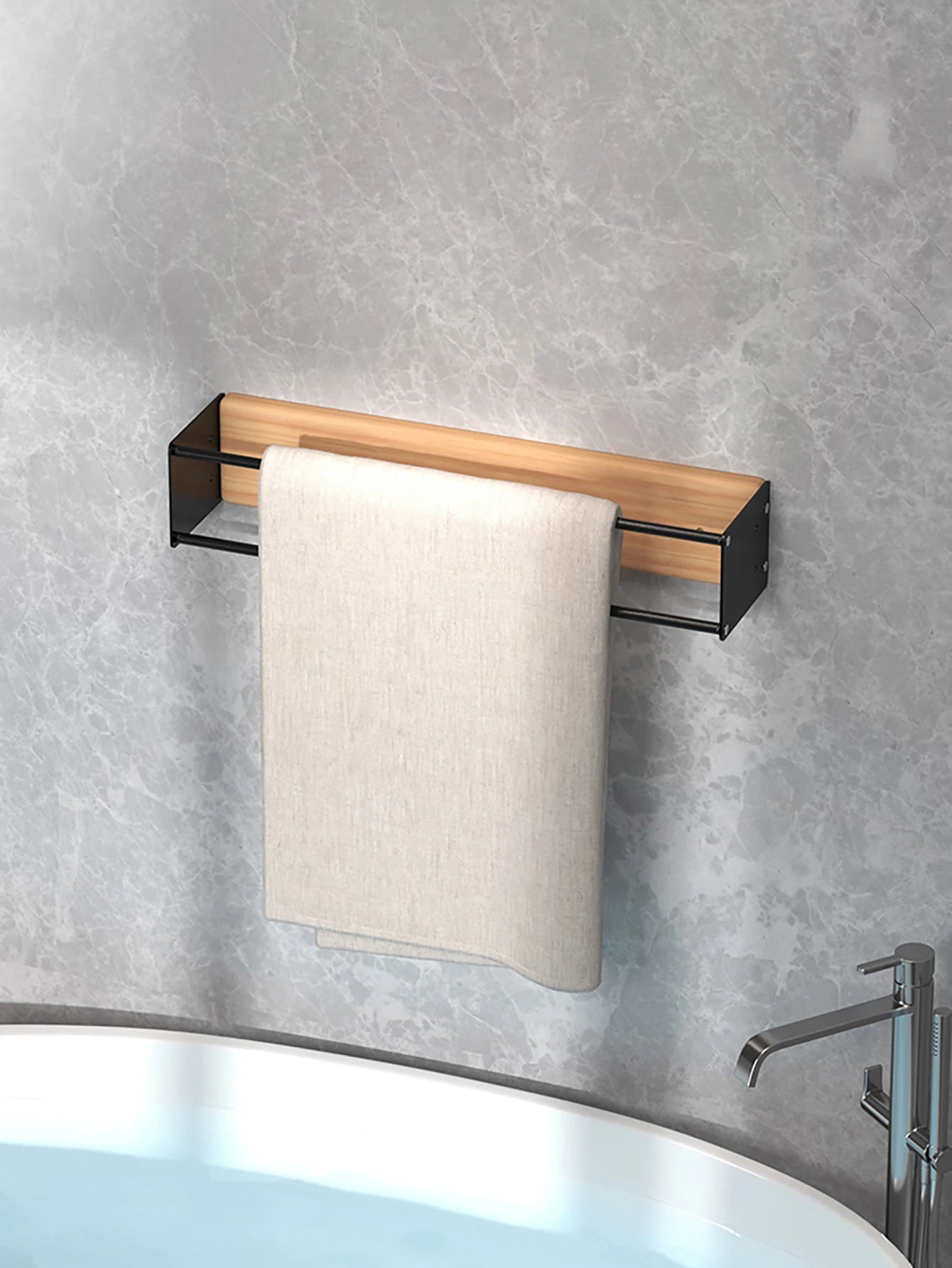 Bathroom wall mounted towel rack, bathroom decorative towel rack, towel hanging rack, roll towel storage, no drilling required Beauty World Shop
