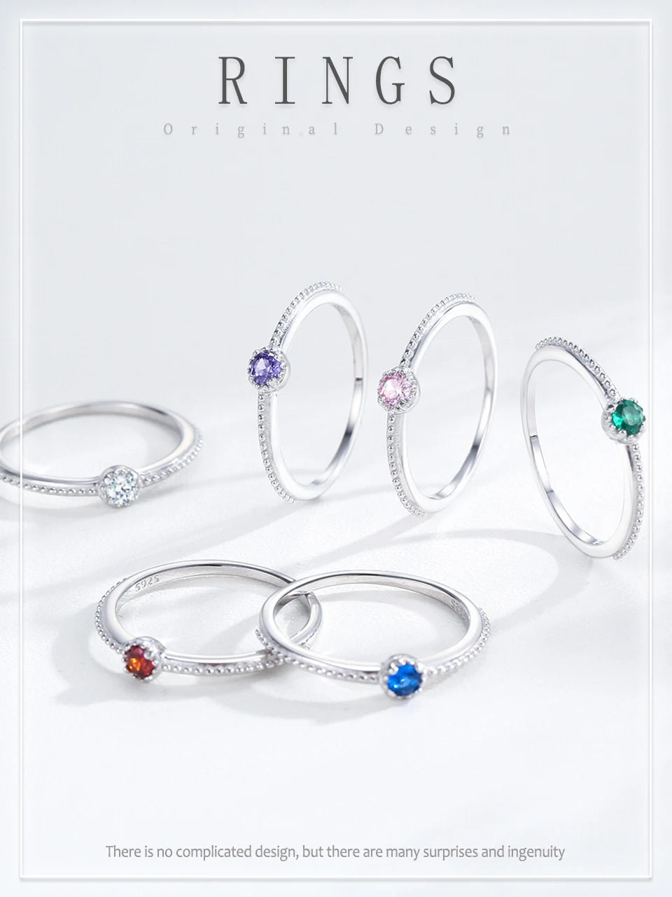 Ailmay 925 Sterling Silver Round Rainbow Zircon Rings For Women Wedding Engagement Party Colored Jewelry Beauty World Shop