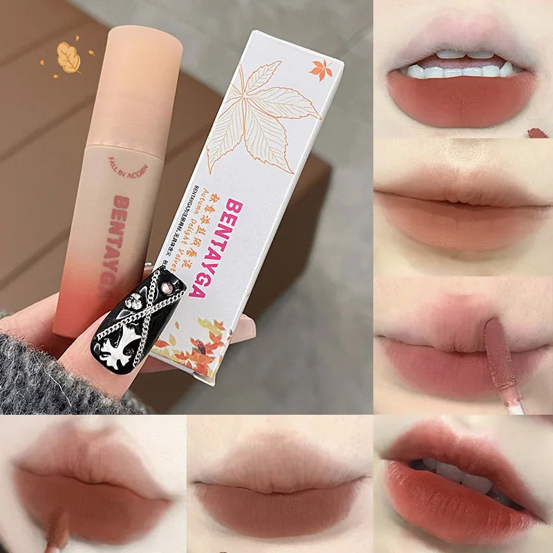 BENTAYGA Autumn Velvet Lip Mud — Matte Finish, Skin-Tone Enhancing Lip Tint, Versatile Nude Makeup, Budget-Friendly for Students Beauty Trend Shop