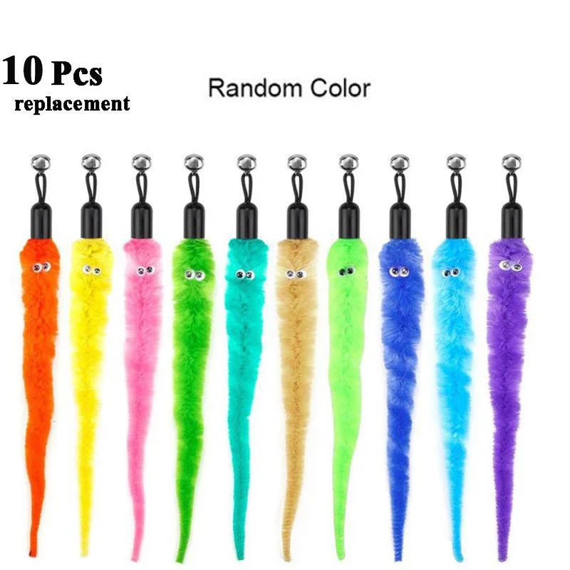 Replace Plush Cat Toy Accessories Worms Replacement Head Funny Cat Stick Pet Toys 5/10/6/11 Pcs Beauty World Shop