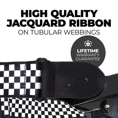 10pcs Guitar Shoulder Strap, Black and White Squares Pattern Adjustable Guitar Shoulder Strap Includes 5 Guitar Picks and 1 Hold Beauty World Shop