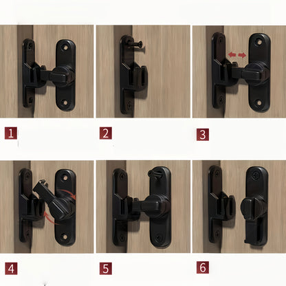 Anti-Theft Door Lock - 90°/180° Adjustable Sliding Pin, Keyless Entry Heavy-Duty Black Easy Install for Home Office Hotel Garage Beauty World Shop