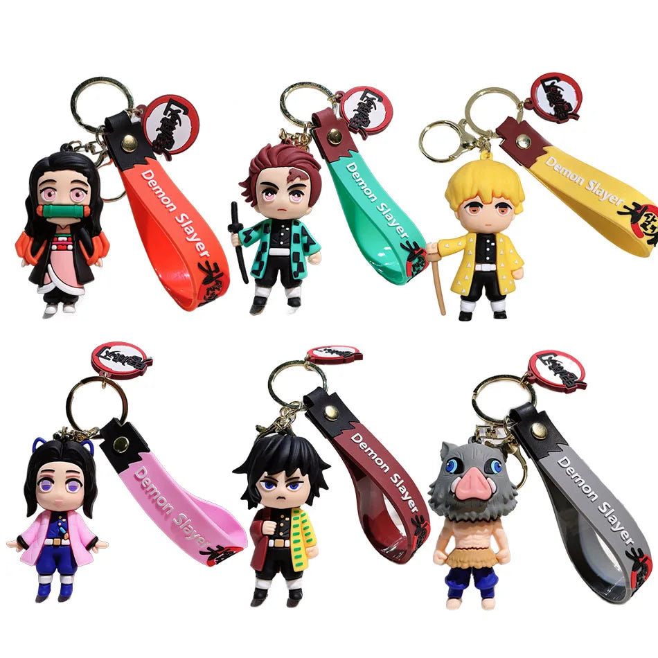 Anime Figure Demon Slayer Keychain Car Keychain Cartoon Backpack Pendant Handmade Backpack Pendant Kids birthday Christmas Gifts Beauty World Shop