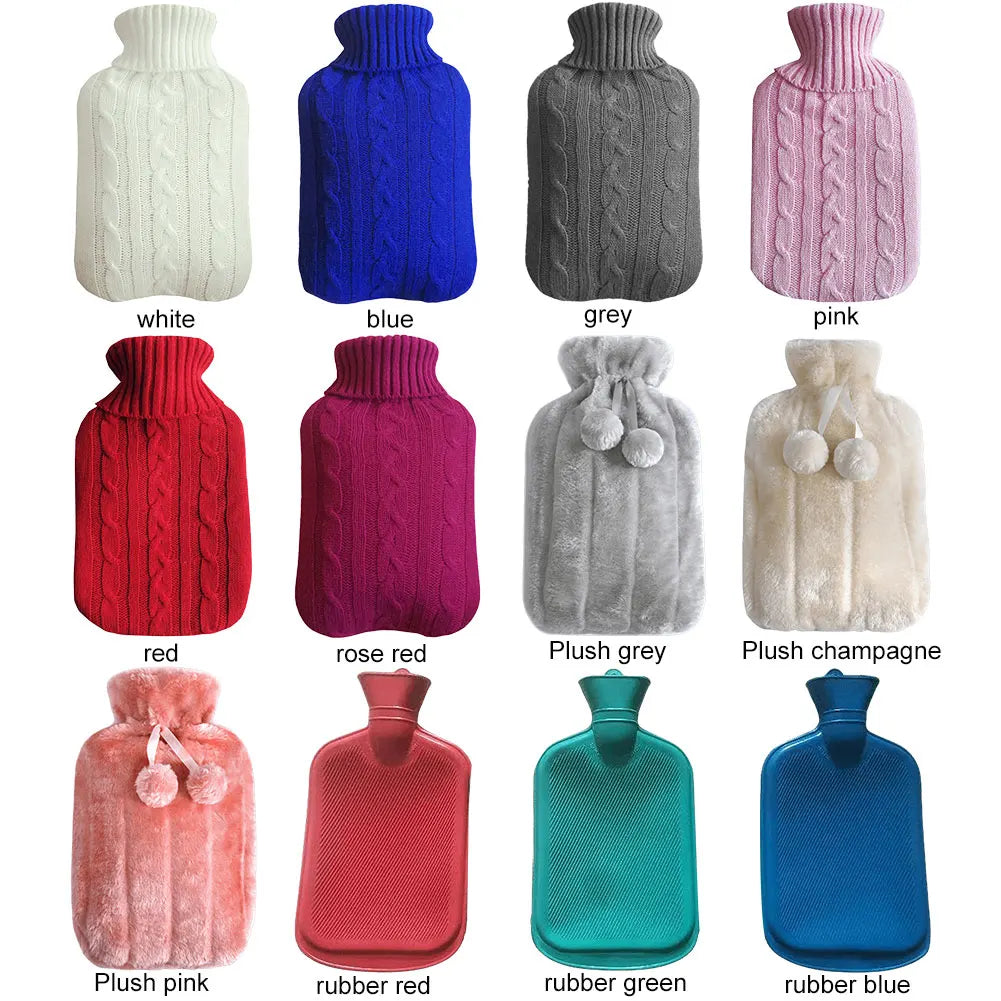 2L Hot Water Bottle Cover Rubber Hot Water Bags Winter Plush Hand & Feet Warmer Explosion-Proof Water Bottle Cover For Hot Water Beauty World Shop