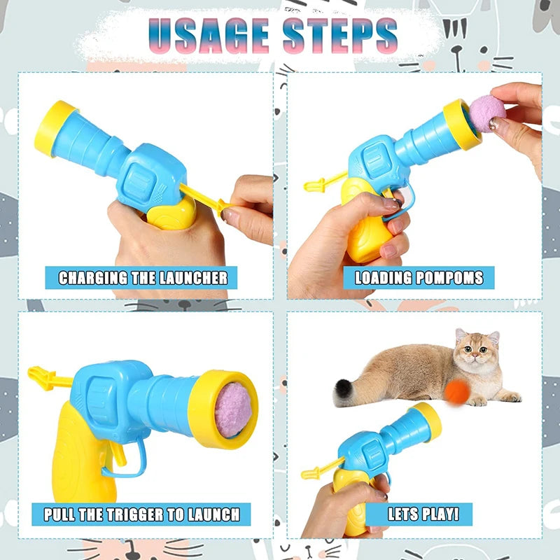 Cat Toys Interactive Launch Training Toy For Pet Kitten Creative Mini Shooting Gun Games Stretch Plush Ball Toys Pet Supplies Beauty World Shop