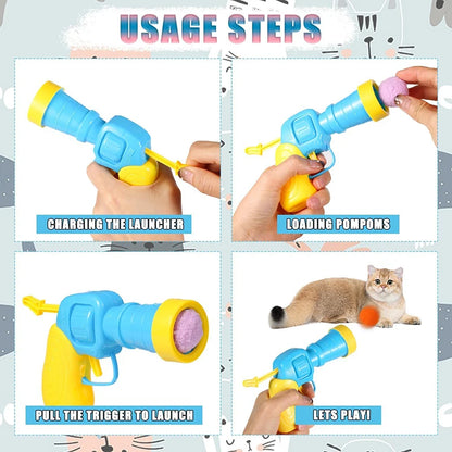 Cat Toys Interactive Launch Training Toy For Pet Kitten Creative Mini Shooting Gun Games Stretch Plush Ball Toys Pet Supplies Beauty World Shop