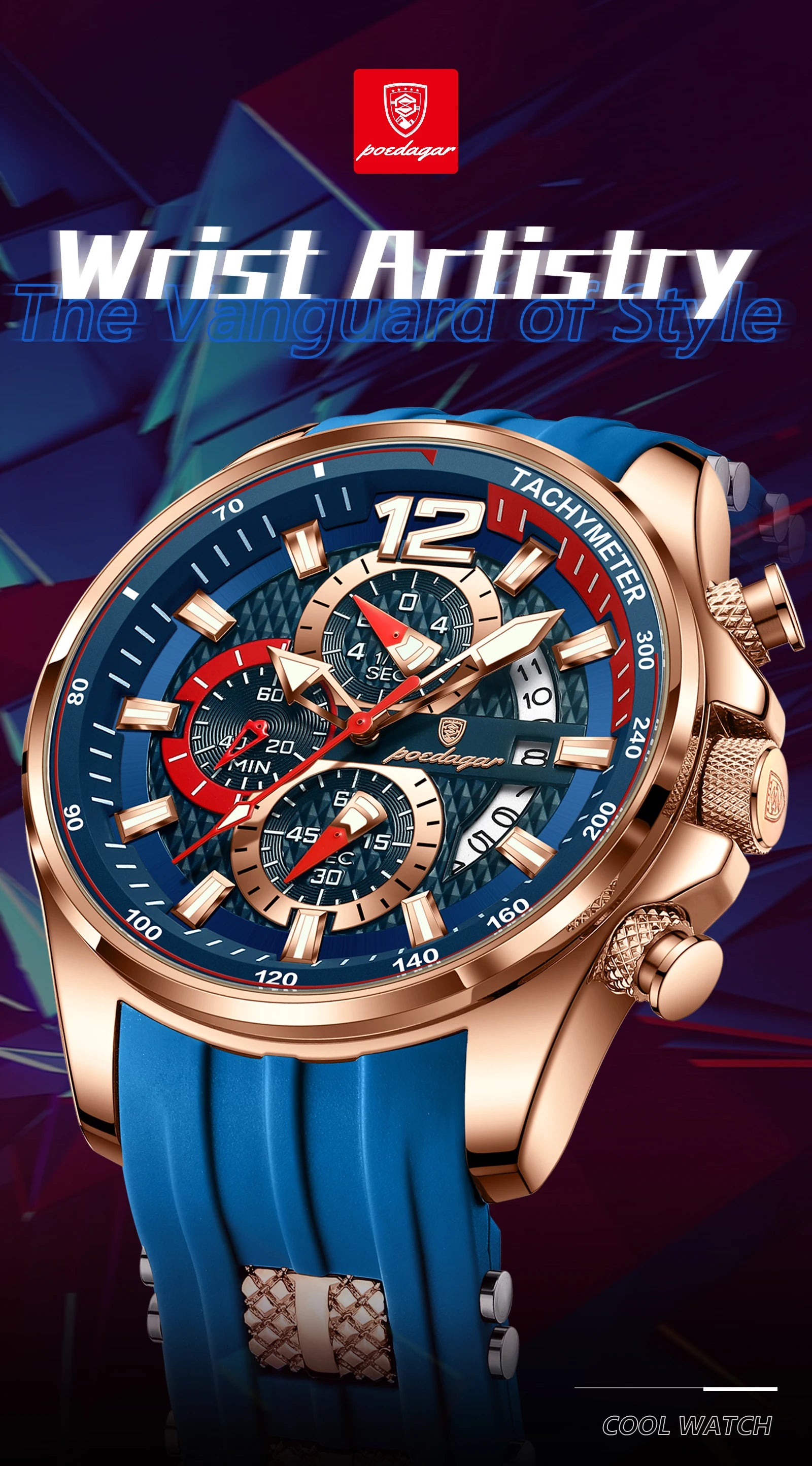 POEDAGAR Luxury Watch For Men Date Chronograph Luminous Waterproof Silicone Male Watch Fashion Sports Quartz Men's Watches Reloj Beauty World Shop