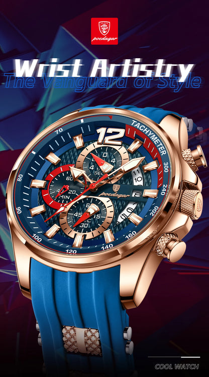 POEDAGAR Luxury Watch For Men Date Chronograph Luminous Waterproof Silicone Male Watch Fashion Sports Quartz Men's Watches Reloj Beauty World Shop
