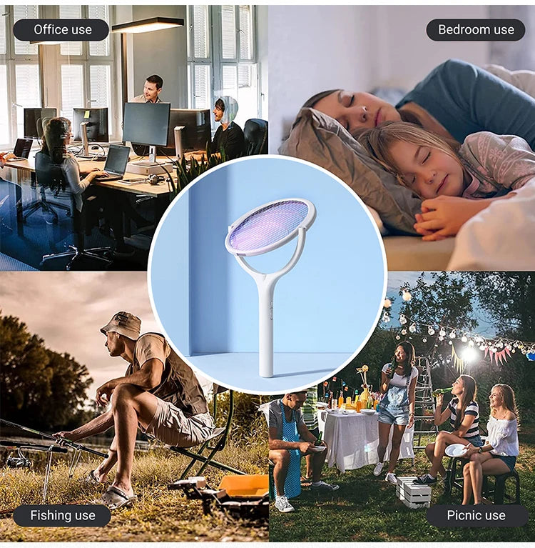 5 In 1 Fast Charging Racket Kill Fly Bug Safety Insulated Battery Powered Lamp ABS Adjustable Electric Mosquito Swatter Beauty World Shop