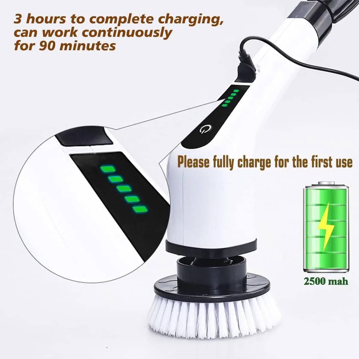Cordless Spin Scrubber Electric Multipurpose Cleaning Brush for Kitchen Bathroom Toilet - Household Hair Brushes And Mops Beauty World Shop