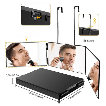 360° Viewing Makeup Mirror for Hair Cutting Travel Portable Self Haircut Mirror with Adjustable Hooks for Shaving, Hair Styling Beauty World Shop
