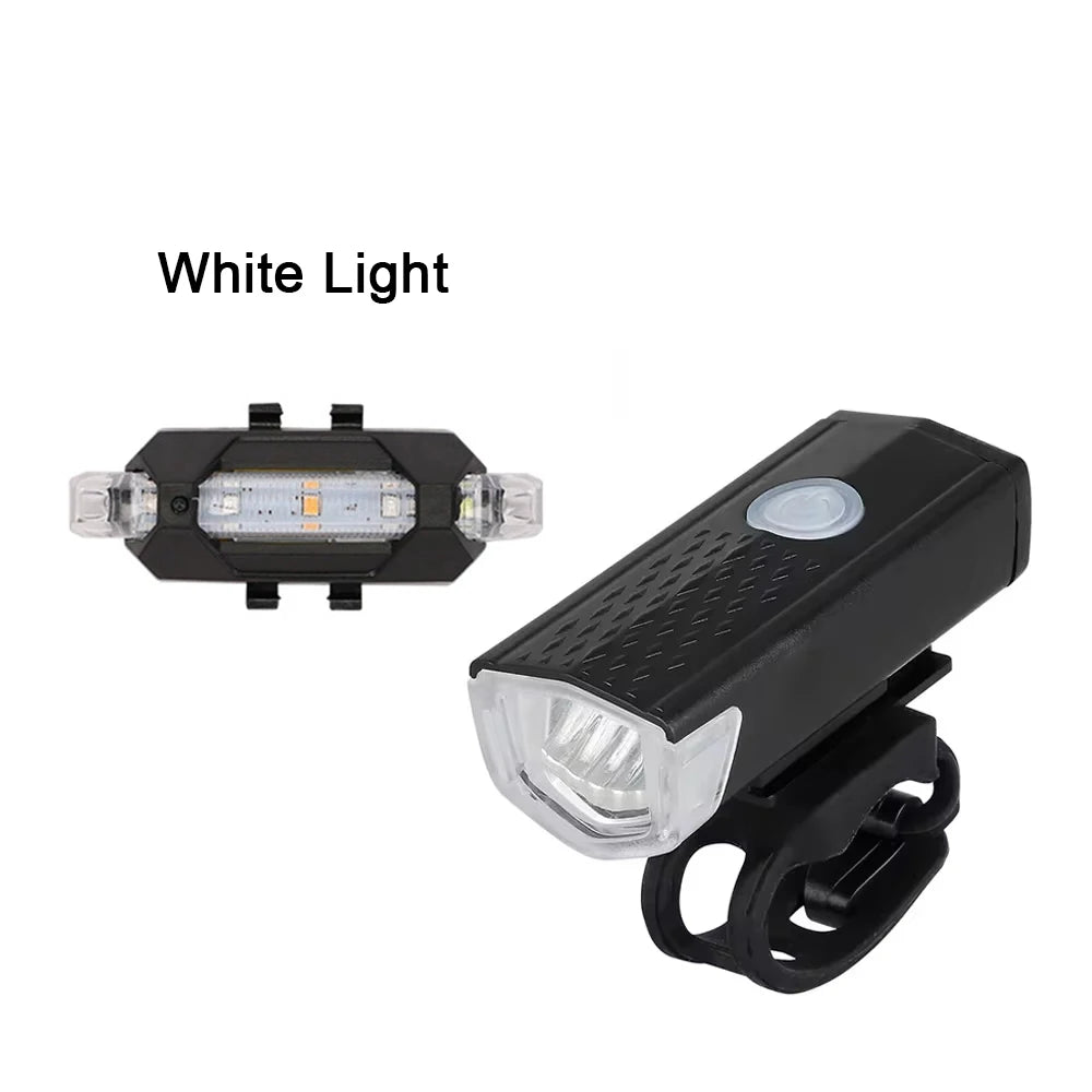 Bicycle Front Rear Light Set LED Rechargeable MTB Bike Head Light Cycling Red Warning Tail Light Accessories for Night Riding Beauty World Shop