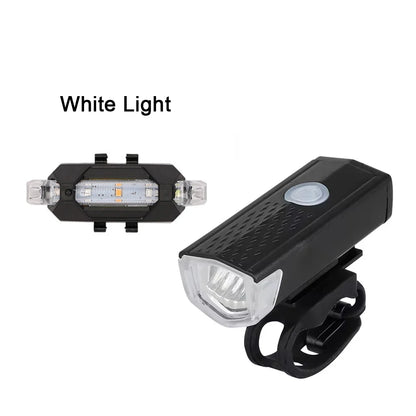 Bicycle Front Rear Light Set LED Rechargeable MTB Bike Head Light Cycling Red Warning Tail Light Accessories for Night Riding Beauty World Shop