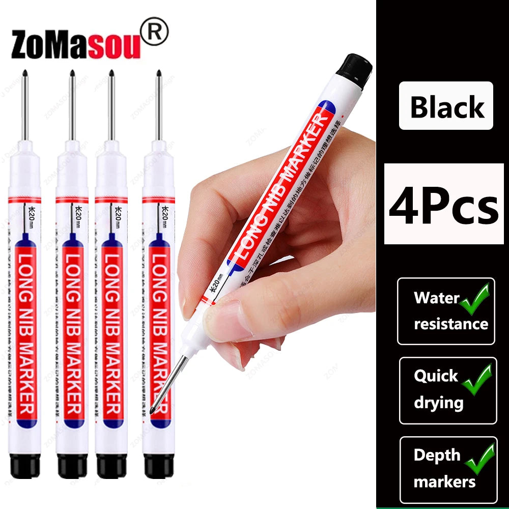 1-100Pcs 2cm Waterproof Long Head Markers Deep Hole Marker Pen for Metal Carpenter Red/Black/Blue/Green Ink Woodworking Tools Beauty World Shop