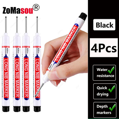 1-100Pcs 2cm Waterproof Long Head Markers Deep Hole Marker Pen for Metal Carpenter Red/Black/Blue/Green Ink Woodworking Tools Beauty World Shop