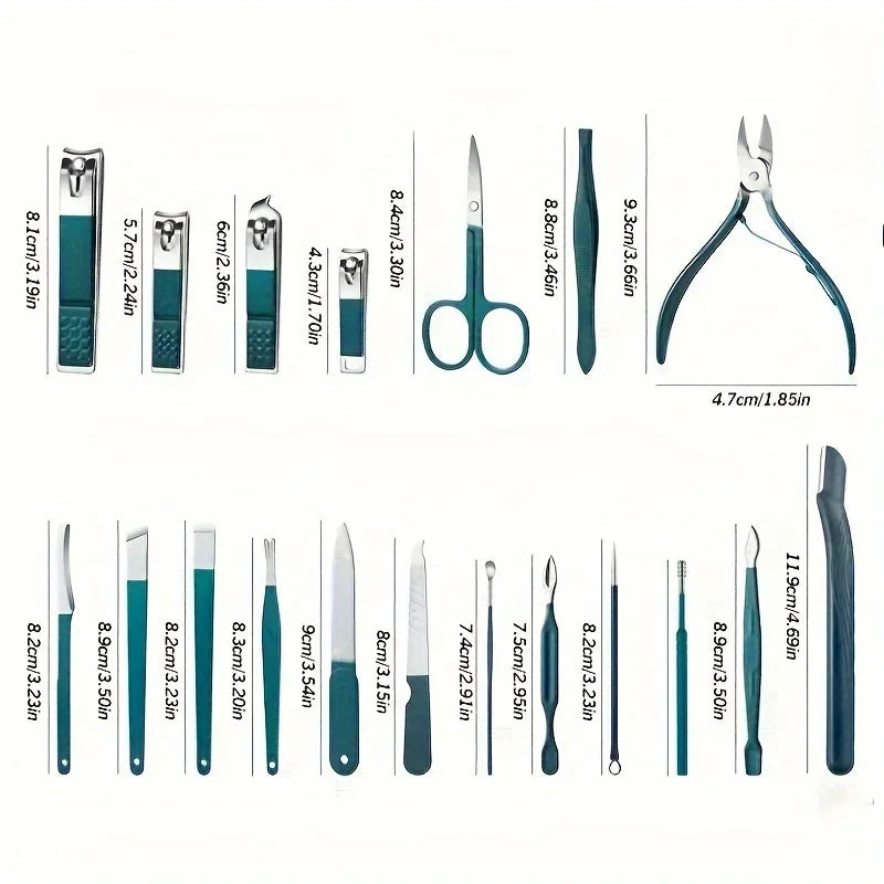 Professional 7/10/12/18 Piece Nail Care Kit Stainless Steel Manicure & Pedicure Set Nail Clipper Set with Travel Case Beauty World Shop