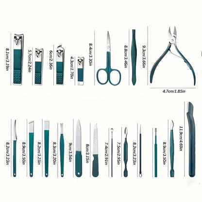 Professional 7/10/12/18 Piece Nail Care Kit Stainless Steel Manicure & Pedicure Set Nail Clipper Set with Travel Case Beauty World Shop