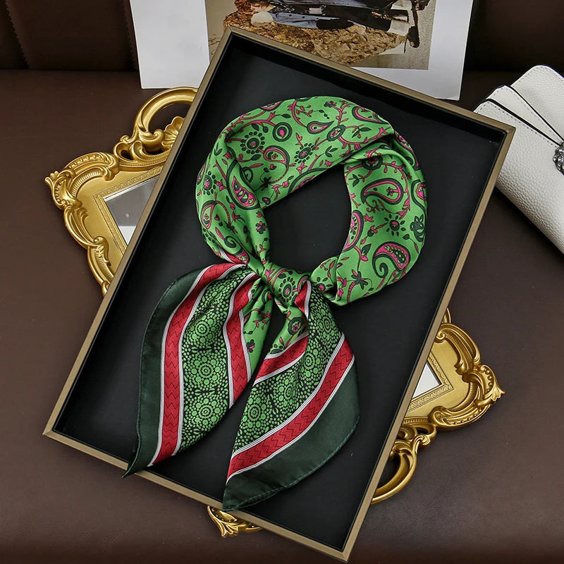 60Colors Luxury Scarf Women 70*70Cm Silk Feel Square Hair Wrapping Foulard Satin Shawl Big Size Head Bandana Hijab Handkerchief Beauty World Shop