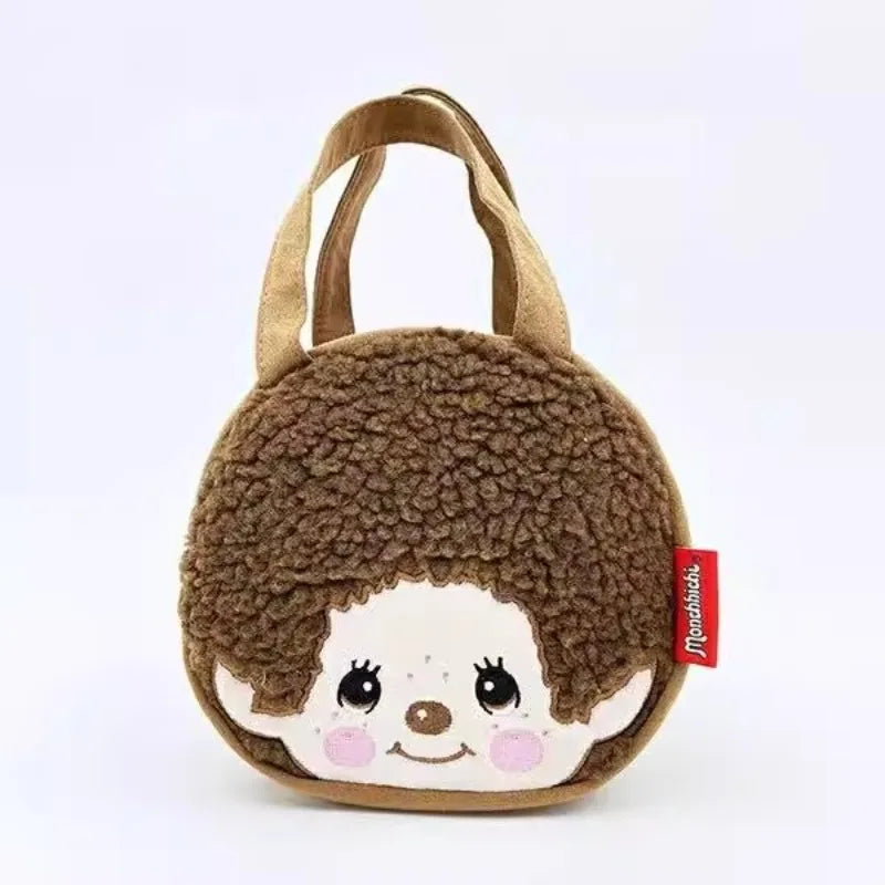 NewJapanese Cartoon Cute Plush Handbag Monchichi Small Items Storage Bag Going Out Hand Bag Coin Purse Birthday Gift for Friends Beauty World Shop