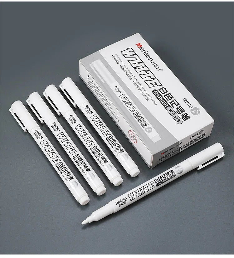 New 1/2/3PCS Waterproof Metal Marker Permanent White Paint Pen Washing Art Painting Graffiti Pens Fabric Wood Leather Marker1MM Beauty World Shop