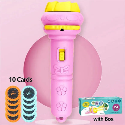 10 Cards Cartoon Projection Flashlight 80 Patterns Creative Children Flashlight Toy Projector Baby Toys Bedtime Story Book Toy Beauty Fashion