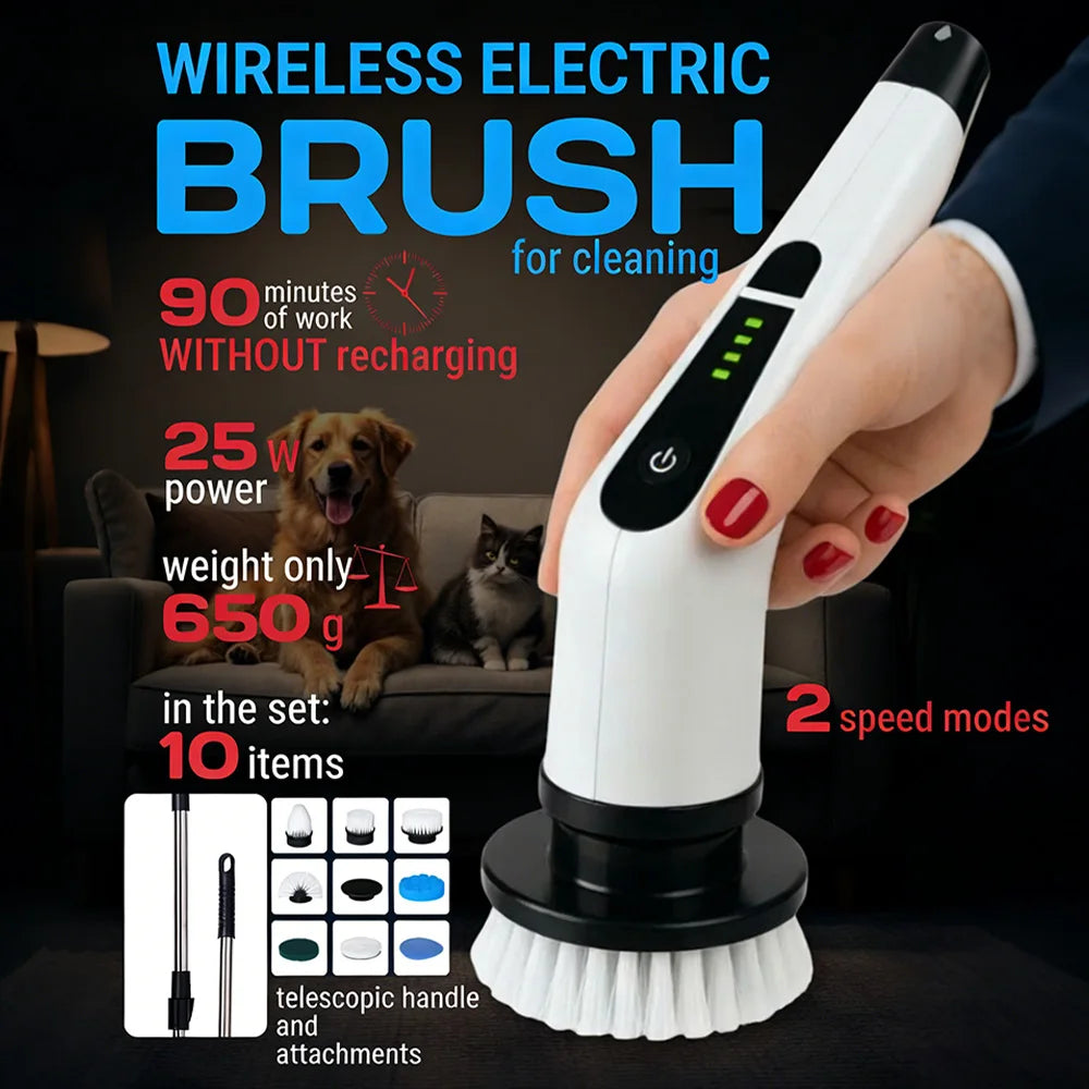 Cordless Electric Scrubber for Kitchen Bathroom Toilet - Multipurpose Cleaning Brush with Adjustable Speeds for Floor Cleaning Beauty World Shop