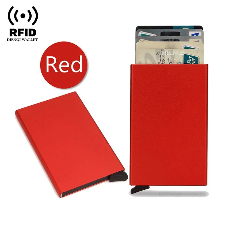 Rfid Credit Card Holder Metal Thin Slim Smart Wallet Men Women Wallets Pop Up Minimalist Small Black Purse Mini Walets for Men Beauty World Shop