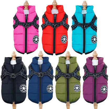 Thick and Warm Waterproof Pet Clothes Dog and Cat Cotton Coats Winter Chest and Back Cat Cotton Vests Dog Supplies