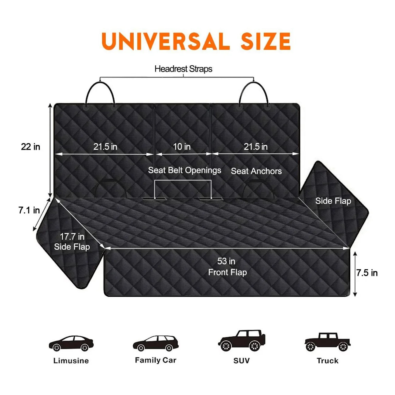 Dog Car Rear Seat Protective Cover Waterproof Dirt Resistant Pet Seat Cover Black Shoulder Strap Hammock Pet Travel Mattress Beauty World Shop
