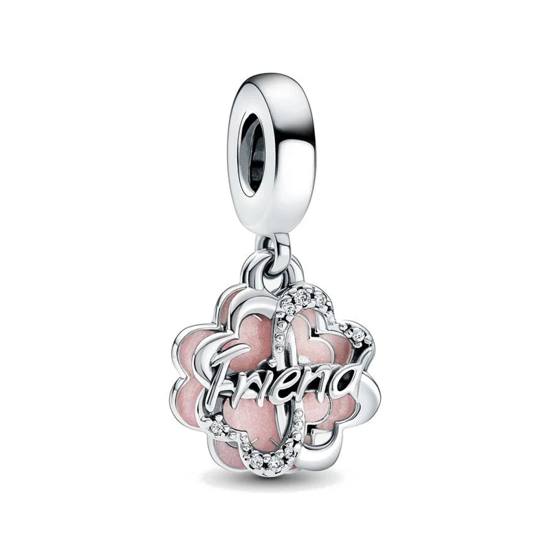 2025 Hot selling 925 Silver Pink Bird Moon Pendant Suitable for European Bracelets DIY Accessories Women's Charm Jewelry Gifts Beauty World Shop