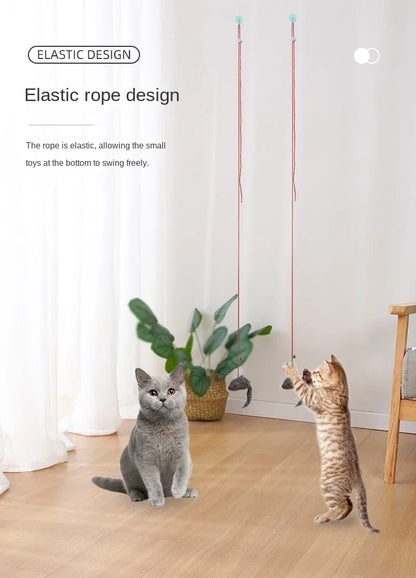 7pcs Random Cat Toy Swing Sticky Disc Elastic Hanging Door Teasing Cat Rope Long Rope Teasing Cat Cat Toy Cat Accessories