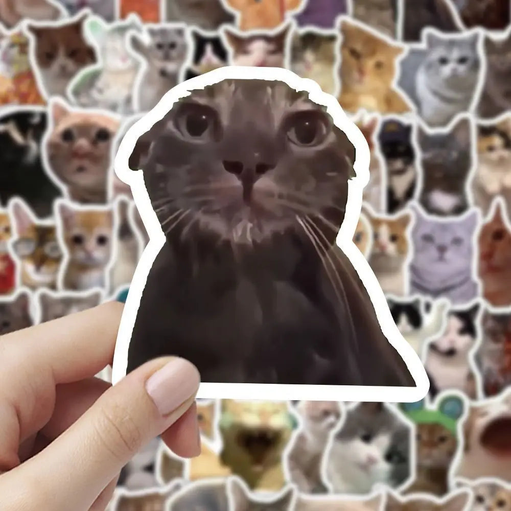50-100 sheets of cute cartoon cat emoji stickers for luggage, water bottles, notebooks, and journal decoration Beauty World Shop