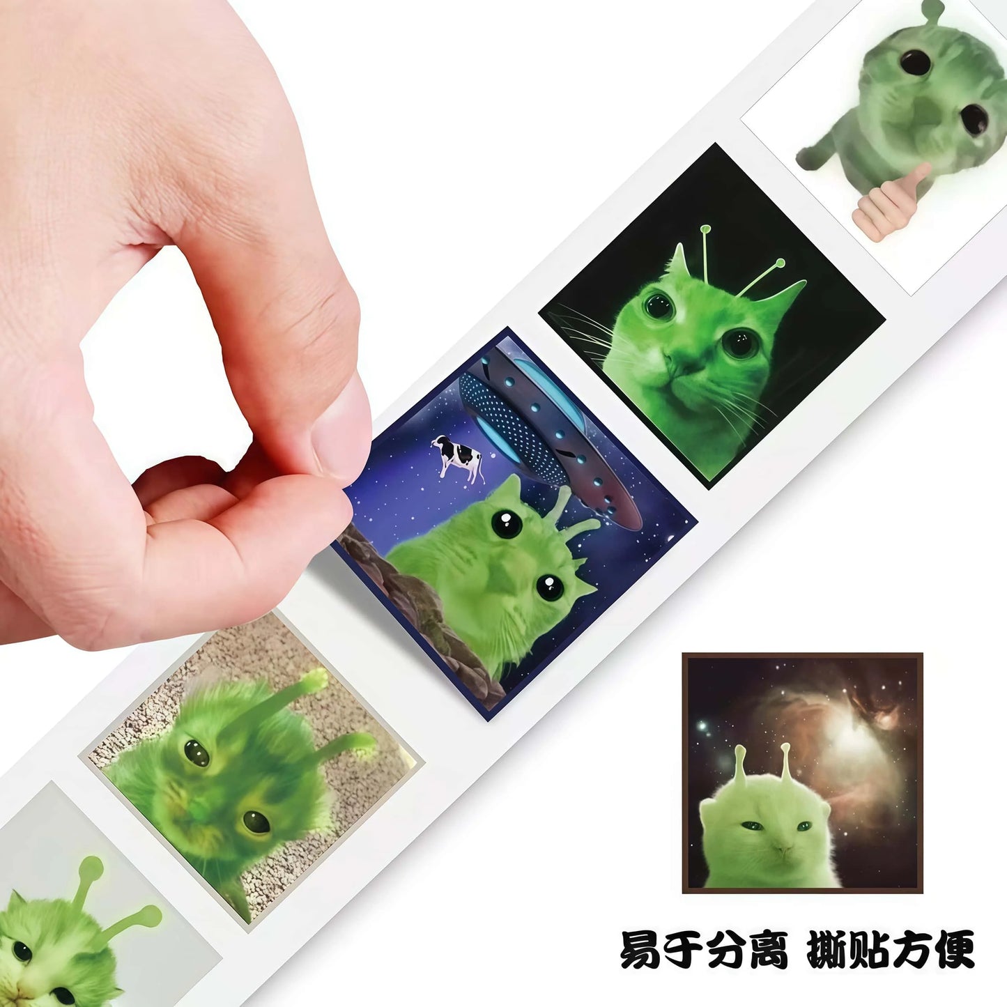500Pcs Funny Alien Cat Stickers, Quirky Extraterrestrial Kitten Decals for DIY, Journal & Gift Embellishment Beauty World Shop