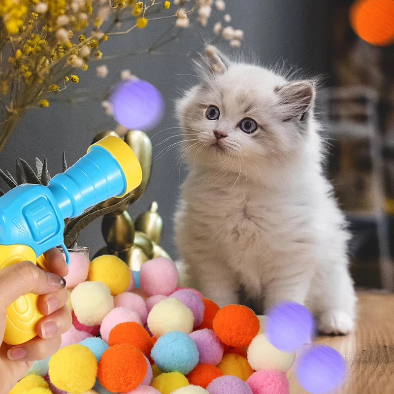 Cat Toys Interactive Launch Training Toy For Pet Kitten Creative Mini Shooting Gun Games Stretch Plush Ball Toys Pet Supplies Beauty World Shop