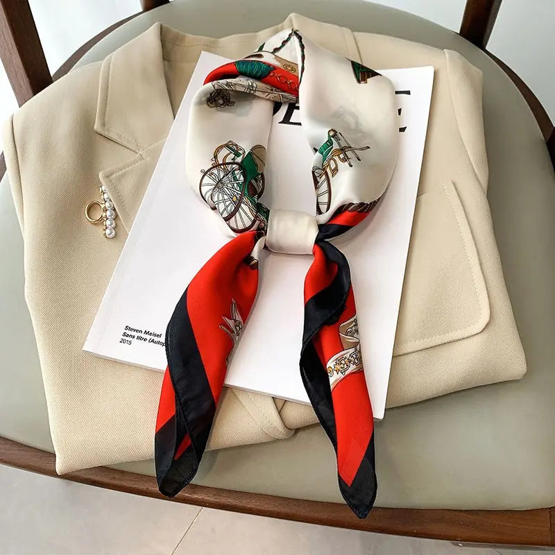 Luxury Print imitation Silk Square Scarf Women Spring Neck Tie Shawl Wraps Female Hair Hand Wrist Headkercheif Hijab Bandana Beauty World Shop