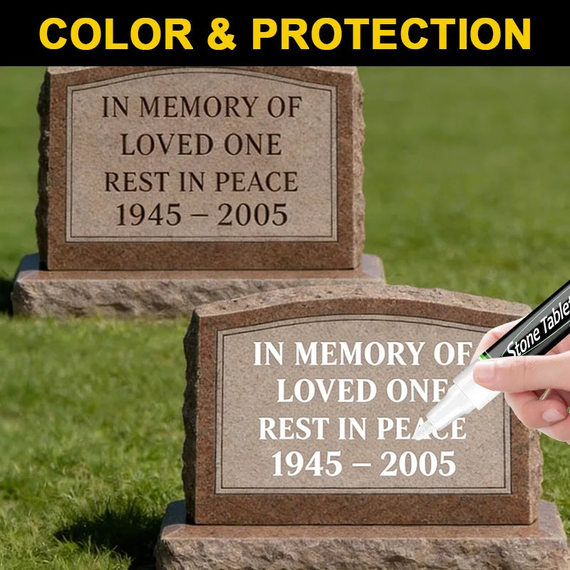 Golden Tombstone Marker Inscription Restoration Pen,  Weatherproof Tracing Pen Quick-Dry Touch Up Paint Pen for Granite Stone Beauty World Shop