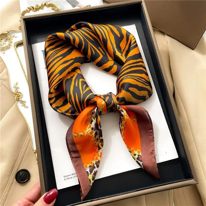 Luxury Silk Feeling Shawl Square Scarf Women Spring Hijab Fashion Wraps Neckerchief Female Hair Bands Ribbon Headband Bandana Beauty World Shop