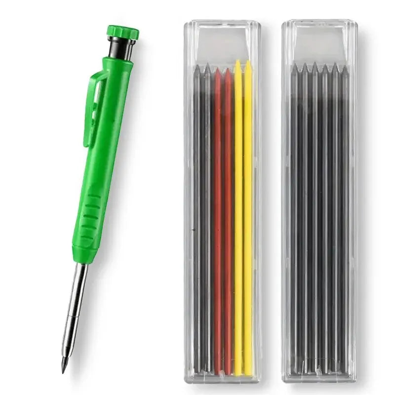 Solid Carpenter Pencil Set Woodworking Tools Mechanical Pencil 5 Colors Refill Construction Job Tools Carpentry Marking Scriber Beauty World Shop
