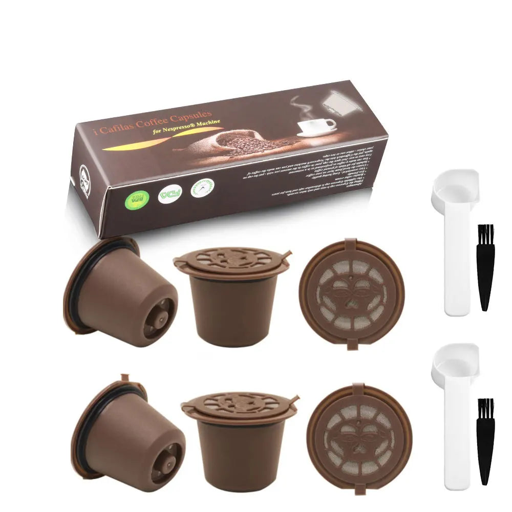 Reusable Coffee Capsule for Nespresso Machine with Stainless Filter Mesh Icafelas Refill Espresso Pod Kitchen Tamper Accessories Beauty World Shop