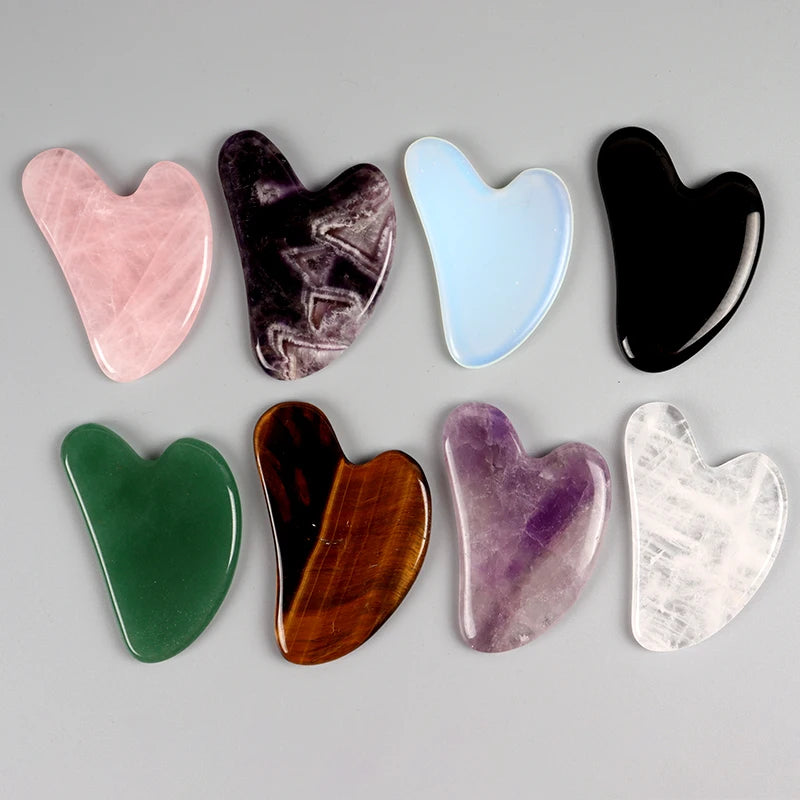 Heart Guasha Stone Face Rose Quartz Jade Massage Tool Chin Nose Lifting Firming Scraping Board Massage Facial Health Care Skin Beauty World Shop