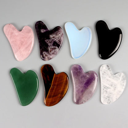 Heart Guasha Stone Face Rose Quartz Jade Massage Tool Chin Nose Lifting Firming Scraping Board Massage Facial Health Care Skin Beauty World Shop