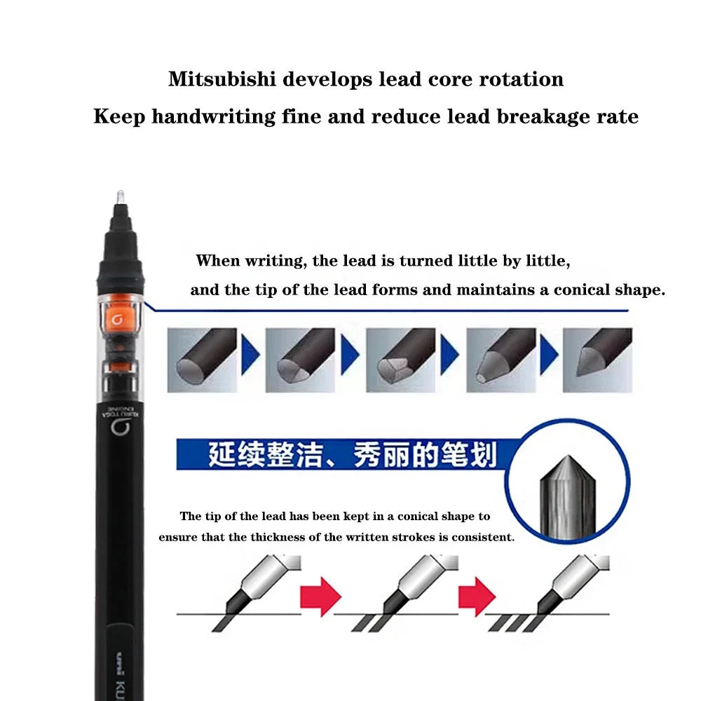UNI Kuru Toga Mechanical Pencil M5-452 Drawing Pencil 0.5mm Low Center of Gravity Automatic Rotation School Supplies Stationery Beauty World Shop