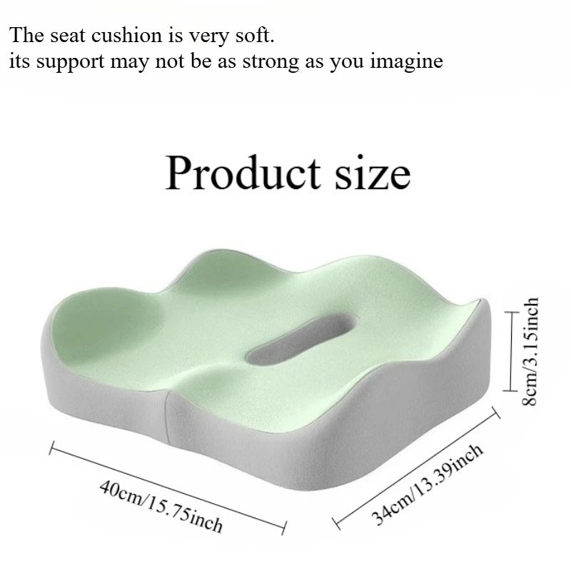 1pc Memory Foam Seat Cushion - 3D Ergonomic Support| Light Green & Grey, Washable Polyester, Car/Office Essentials Beauty World Shop