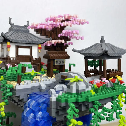 Taohuatan Lake Themed Micro Brick Building Blocks Set Adult Creative Toys Unique Chinese Landscape Model Bricks with LED Light Beauty World Shop