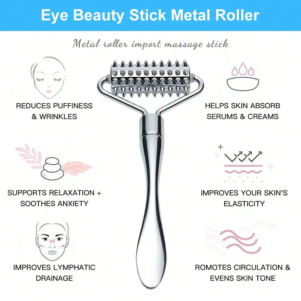 Stainless Steel Facial Massage Roller Deep Tissue Massage Tool for Face, Acupressure Massager Body for Hand, Foot, Neck SPA Care Beauty World Shop