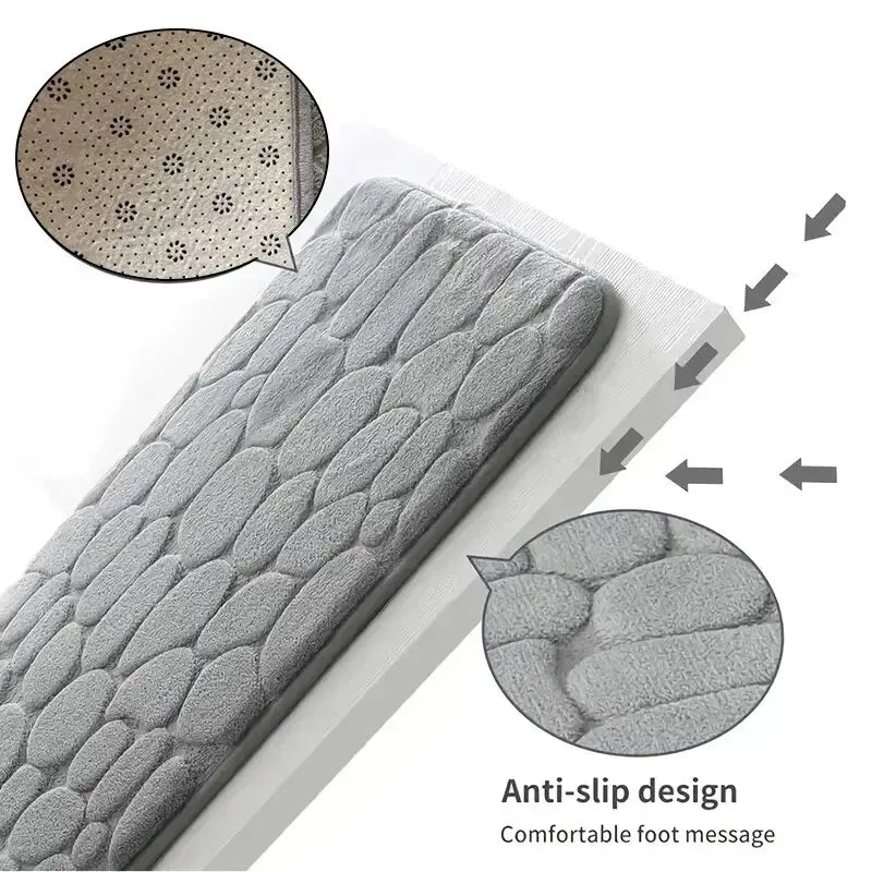 1pc embossed fiber carpet, bathroom living room anti slip mat, pebble floor mat, household items Beauty World Shop