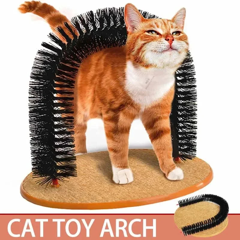 Cat Toy Arch Self Groome Pamper Feline with A Massage Grooming Rubbing Brush with Scratching Pad Toy for Cats Interactive Toys Beauty World Shop