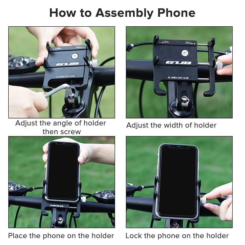GUB Aluminum Bicycle Phone Holder Metal Bike Cell Mobile iPhone Stand for Motorcycle Scooter Handlebar Bike Headsets Stem Mount Beauty World Shop