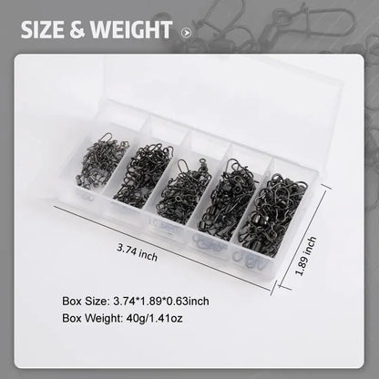 50pc/box Stainless Steel Fishing Connector Pin 4# 6# 8#10#12# Bearing Rolling Swivel with Snap Fishhook Lure Accessories Beauty World Shop